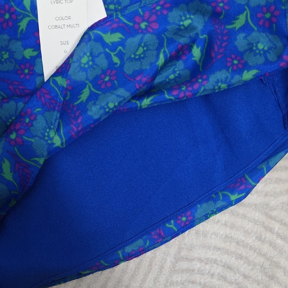 Veronica Beard Lyric One-Shoulder Silk Top in Cobalt Multi - Picture 6 of 10